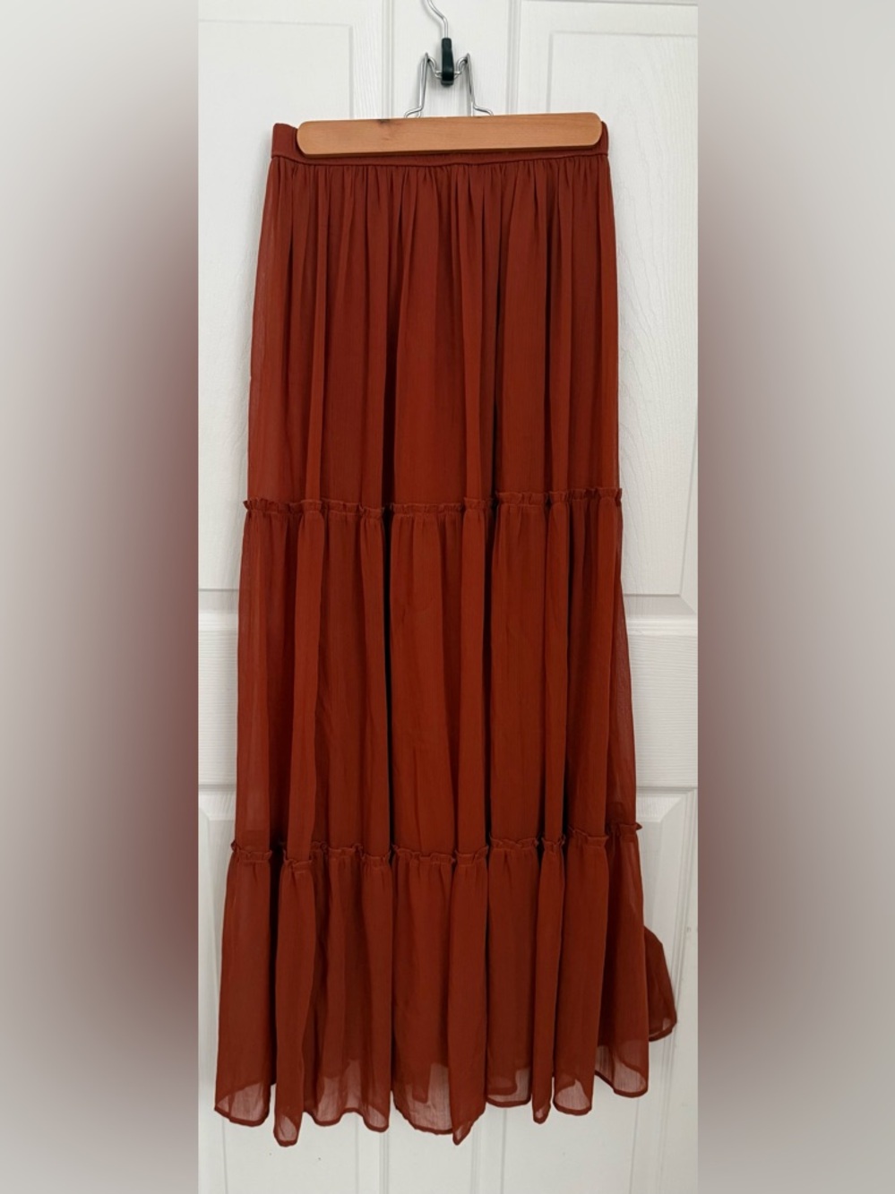 Abercrombie & Fitch Tiered Maxi Skirt - Rust Brown